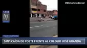 San Martín de Porres: Poste de luz cayó frente a un colegio - Noticias de america-noticias