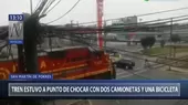 Tren estuvo a punto de chocar con dos camionetas y una bicicleta en San Martín de Porres - Noticias de alerta noticias