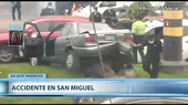 San Miguel: Vehículo quedó en la berma central tras impactar contra árbol - Noticias de accidente-transito