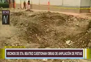 Santa Beatriz: vecinos cuestionan obras de ampliación de pistas