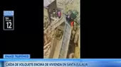 Santa Eulalia: un volquete cayó encima de una vivienda y chofer quedó atrapado - Noticias de volquete