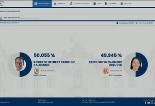 Se mantiene empate técnico al 97.366 % de actas contabilizadas de la ONPE: Roberto Sánchez 50.055 % y Keiko Fujimori 49.945 %