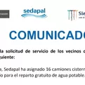 Sedapal asigna 16 cisternas a Municipalidad de Carabayllo