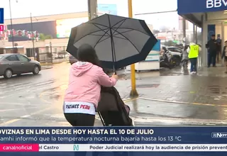 Senamhi anuncia lloviznas y temperaturas de hasta 13 °C en Lima por las noches