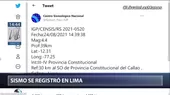 Sismo en Lima: IGP informa que el epicentro fue en el Callao - Noticias de Callao