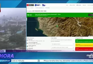 Sismo de magnitud 4.1 se registró esta mañana en Huarochirí, informó el IGP