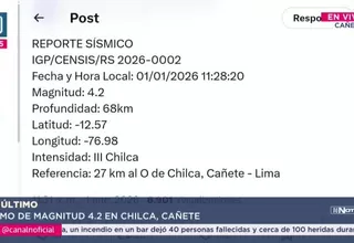 Sismo de magnitud 4.2 se registró en la región Lima la mañana del 1 de enero