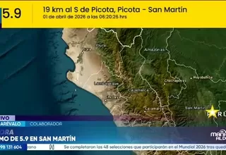 Sismo de magnitud 5.9 se registró en San Martín sin daños