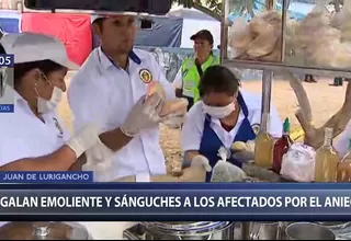 SJL: emolienteros solidarios brindan desayuno gratuito a afectados por aniego