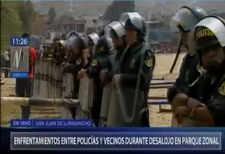 SJL: policías y vecinos se enfrentan durante desalojo en parque zonal