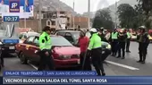 Vecinos de San Juan de Lurigancho bloquean salida del túnel Santa Rosa  - Noticias de tunel