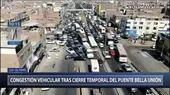 San Martín de Porres: Gran congestión vehicular se registró tras cierre de puente Bella Unión - Noticias de congestion-vehicular
