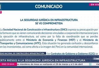 SNCI: La seguridad jurídica en infraestructura está comprometida