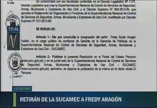 Sucamec destituye a Fredy Aragón tras video de presunta compra de votos