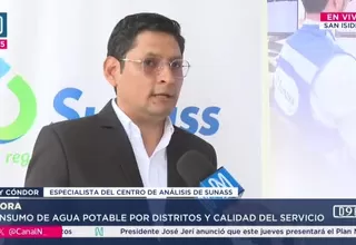 Sunass: Familias de Lima y Callao consumen 134 litros de agua al día