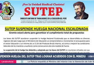 Sutep suspende huelga tras lograr acuerdos con el Minedu