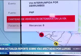 Sutran actualiza reporte sobre vías afectadas por lluvias