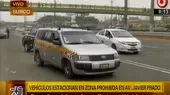 Taxistas estacionan en zona prohibida de la avenida Javier Prado - Noticias de mineria-informal