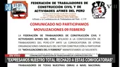 Trabajadores de Construcción Civil anuncian que no participarán en movilizaciones - Noticias de brena