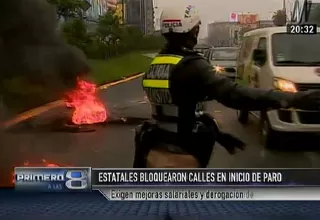 Trabajadores estatales bloquearon la Vía Expresa en el inicio de su paro