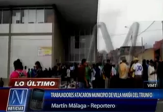 Trabajadores protestaron frente al municipio de Villa María del Triunfo