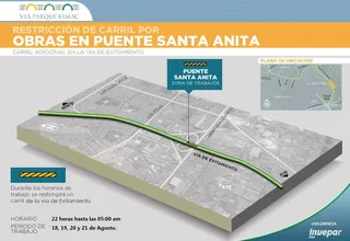 Tramo de vía de Evitamiento será restringido por obras de carril adicional