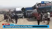 Transportistas acatan paro y bloquean tramos en la Panamericana Norte y Sur - Noticias de panamerica-sur