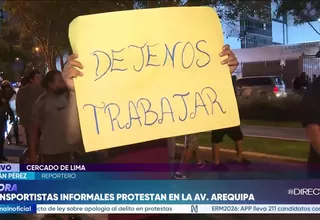 Transportistas informales protestan en la avenida Arequipa
