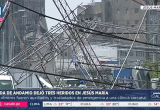 Tres obreros heridos tras caída de un andamio en Jesús María