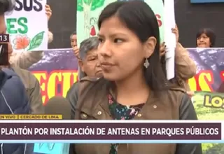 Vecinos hicieron plantón por instalación de antenas en parques públicos