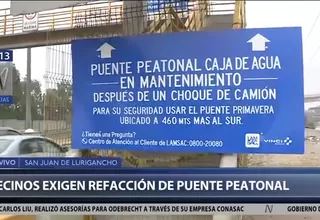 Vía de Evitamiento: Vecinos exigen reparación de puente peatonal Caja de Agua