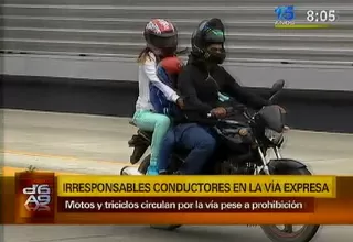 Vía Expresa: motos y tricimotos circulan pese a estar prohibido