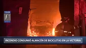 La Victoria: Incendio consumió almacén de bicicletas en el jirón Huánuco - Noticias de bicicletas