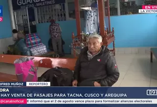 La Victoria: no venden pasajes al sur por bloqueos de mineros