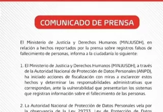 [VIDEO] Minjus se pronuncia sobre registros falsos de fallecimiento