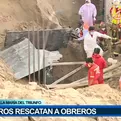 Villa María del Triunfo: Bomberos rescataron a tres obreros sepultados por cerro de arena