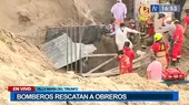 Villa María del Triunfo: Bomberos rescataron a tres obreros sepultados por cerro de arena - Noticias de bombero