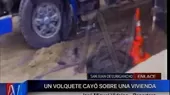 Volquete que transportaba arena cayó sobre vivienda - Noticias de volquete
