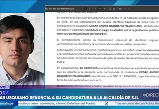 Voto 2026: César Usquiano Maldonado renuncia a postular en SJL