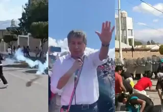 Wilfredo Oscorima: Lanzan botellas y piedras a gobernador de Ayacucho en cuarto día de paro antiminero