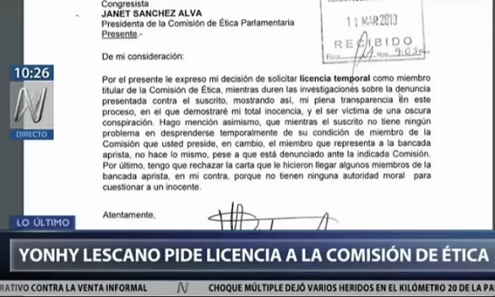 Yonhy Lescano Pidió Licencia Temporal A La Comisión De Ética | Canal N