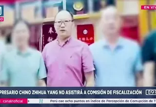 Zhihua Yang no acudirá a Comisión de Fiscalización por caso José Jerí