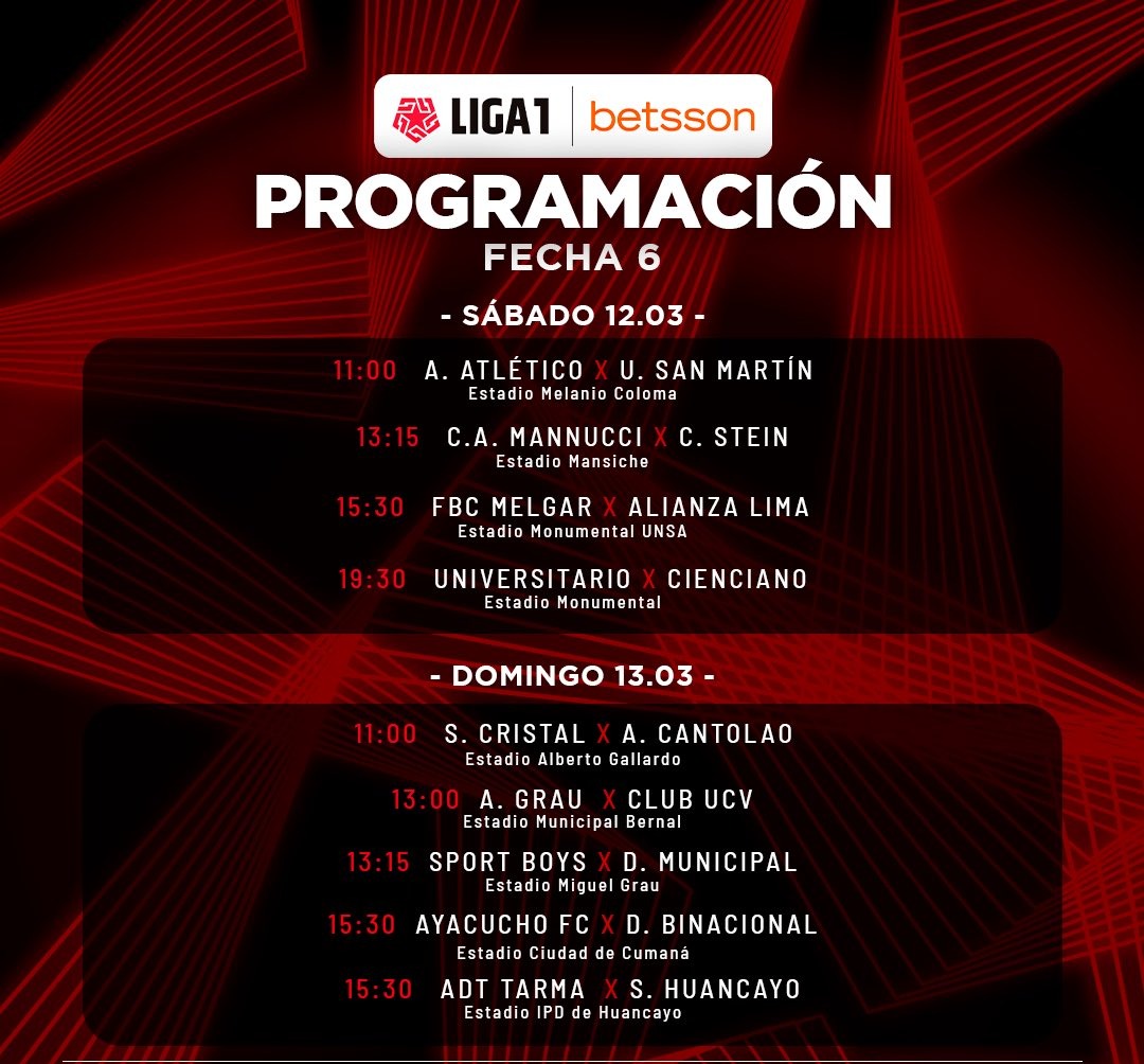 Liga 1 Conoce la programación de la Fecha 6 del Apertura Canal N