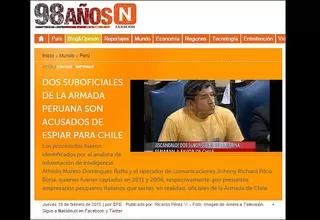 Así informó la prensa chilena el presunto espionaje de agentes de la Marina peruana