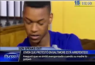 Baltimore: joven que fue amedrentado por su madre está arrepentido