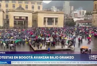 Bogotá: Protestas contra De la Espriella pese a intensa granizada