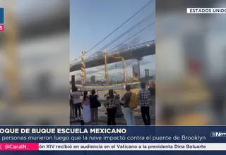 Buque escuela mexicano chocó contra el puente de Brooklyn