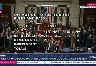 Cámara de Representantes de EE.UU vota a favor de publicar archivos de Epstein