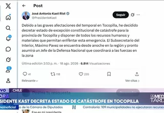 Chile: Presidente Kast decreta estado de catástrofe en Tocopilla