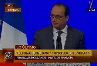 Francia: "Estamos en guerra con el terrorismo", asegura Francois Hollande